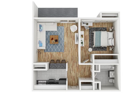 Coronado Springs  3D Floor Plan 1x1 TB 50